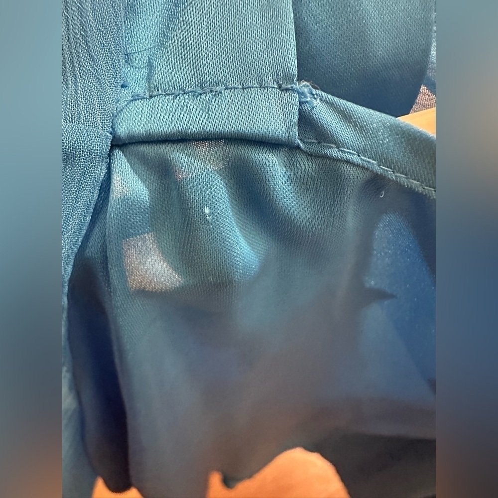 Hot in Hollywood Blue Ruffle Cold Shoulder Blouse - Picture 11 of 11